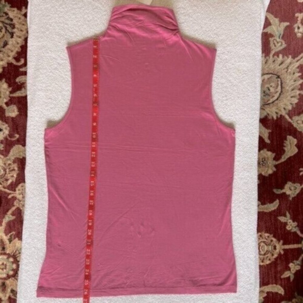Sleeveless Pink Ruched Mock Turtleneck
